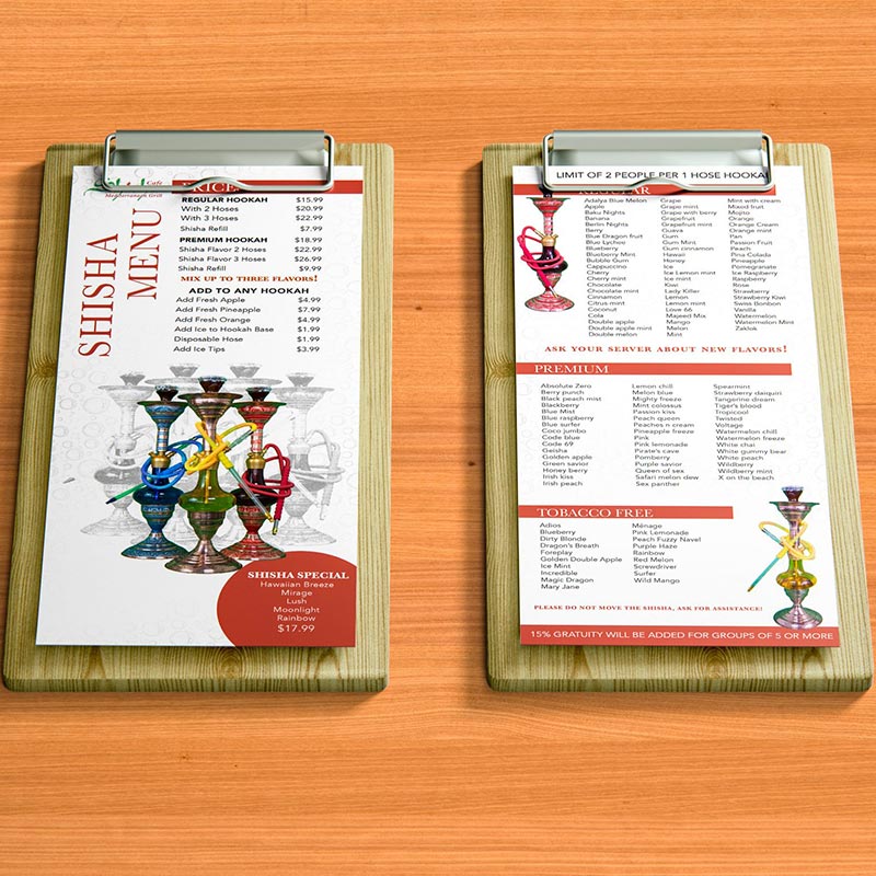 Hookah Menu